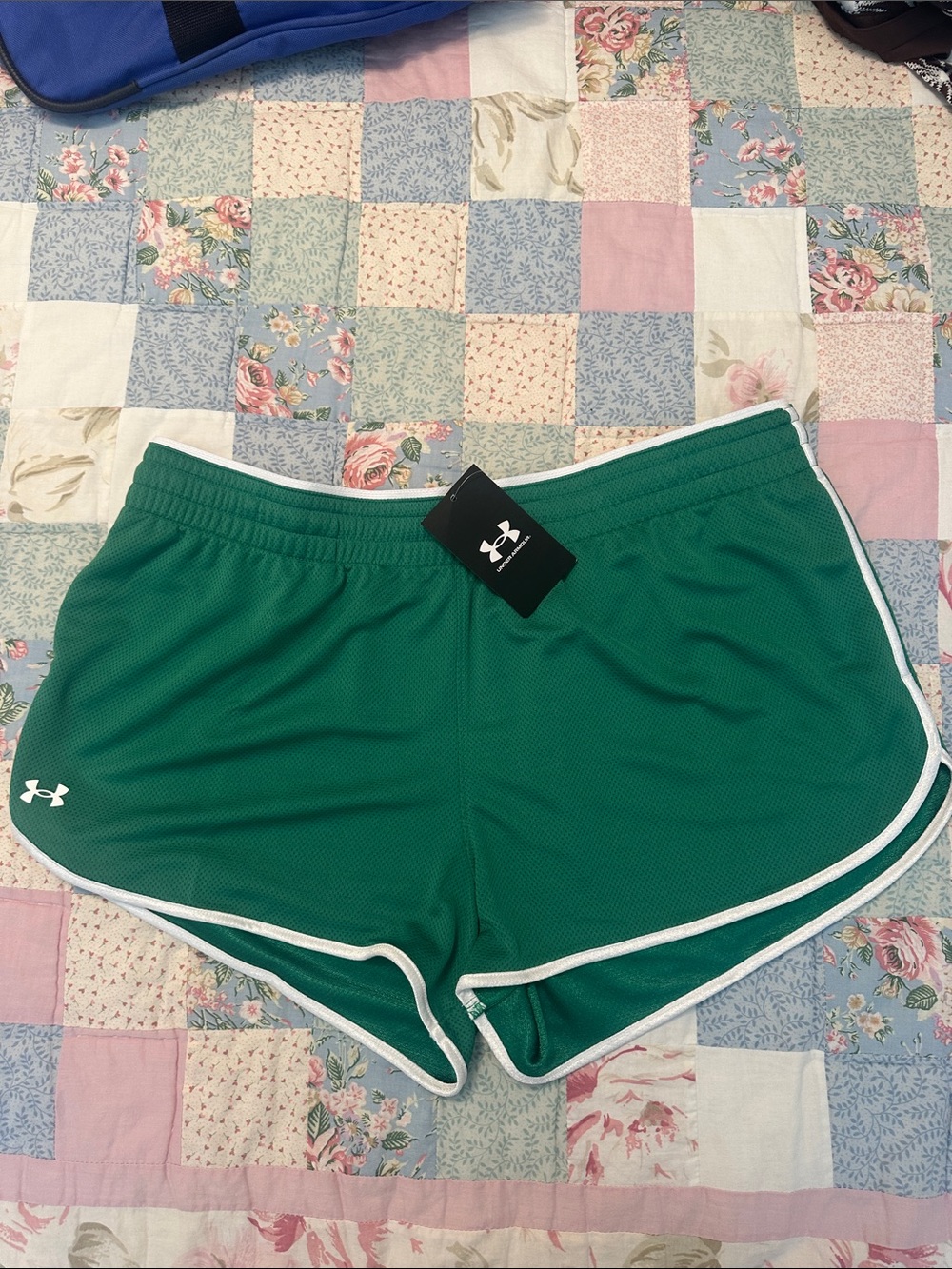Under Armour Women's Green Athletic Shorts with White Piping